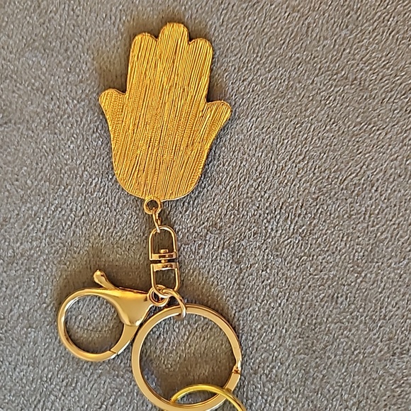 NWOT Bohemian Turkish Blue Evil Eye Metal Charm Keychain Key Fob. - Picture 4 of 5